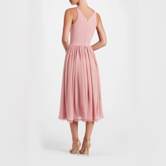 Chiffon & Crepe Fit & Flare Alicia Midi Dress SZ Small Blush ๐๐๐๐ - Picture 2 of 3